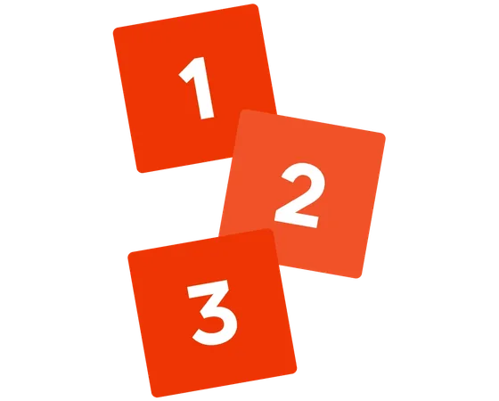 3 Blöcke mit den Zahlen 1, 2 und 3, um das 123mitschauen-Element deutlicher hervorzuheben.