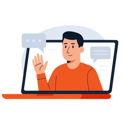 Person in einer Laptop-Illustration